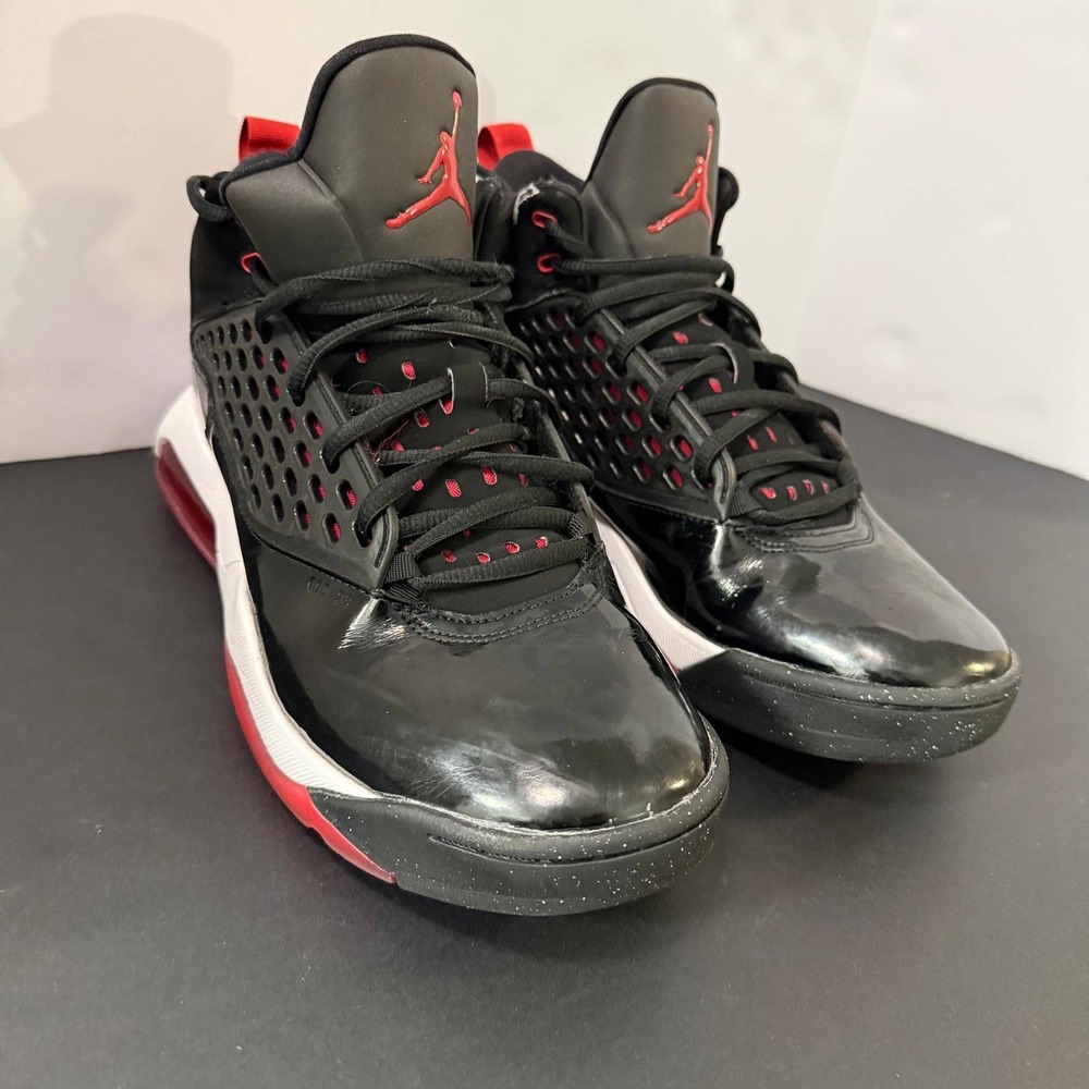 Jordan Max Aura 2 Mens Basketball Shoes Black Red Patent Leather Size 10 - Picture 10 of 16